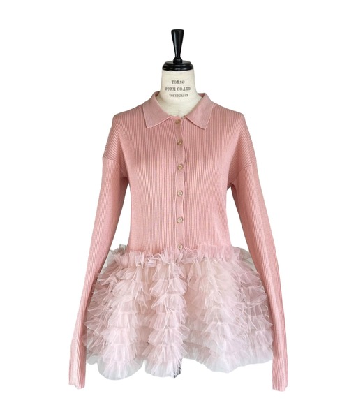 HONEY MI HONEY（ハニーミーハニー）の「tulle peplum polo knit