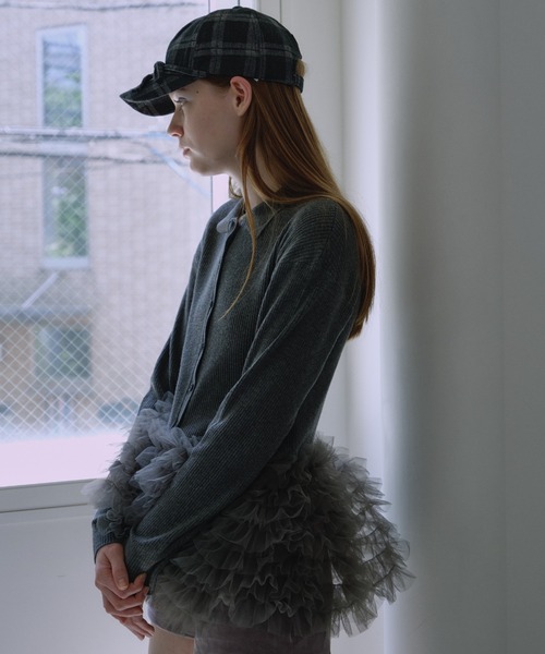 カーディガン tulle peplum polo knit cardigan レディース カーディガン tulle peplum polo knit cardigan レディース
