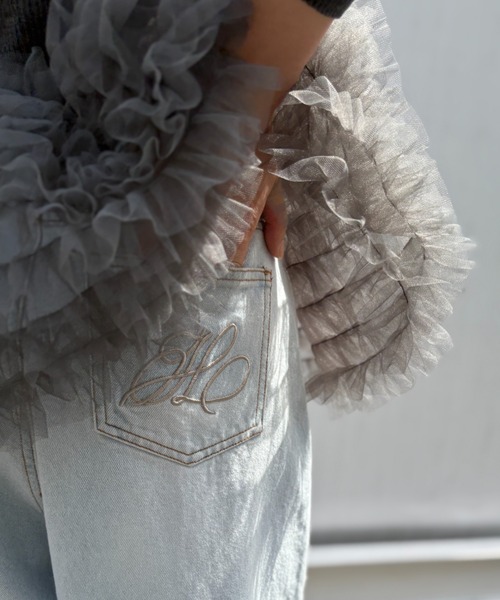 HONEY MI HONEY(ハニーミーハニー)の「tulle peplum polo knit cardigan(カーディガン/ボレロ・レディース・グレー/ブラック/ピンク・FREE)」の22枚目の写真