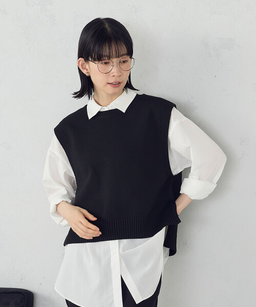 COMME CA ISM（コムサイズム）の「ニットベスト（ベスト・レディース・ブルー/ブラック/チャコール/ベージュ・FREE）」の5枚目の写真