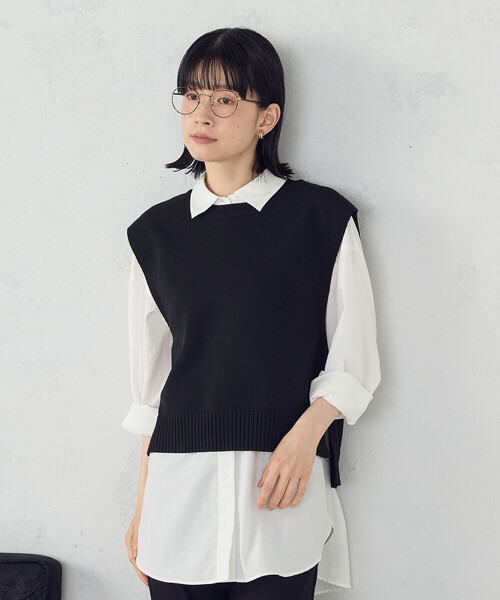 COMME CA ISM（コムサイズム）の「ニットベスト（ベスト・レディース・ブルー/ブラック/チャコール/ベージュ・FREE）」の6枚目の写真