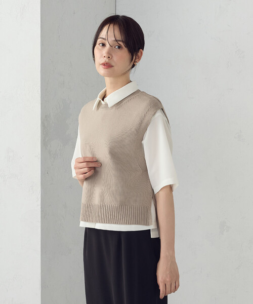 COMME CA ISM（コムサイズム）の「ニットベスト（ベスト・レディース・ブルー/ブラック/チャコール/ベージュ・FREE）」の14枚目の写真
