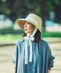 田中帽子店（タナカボウシテン）の「【日本製】カサブランカ ビアンカ Bianka ロングリボン帽子（ハット）」