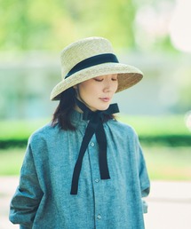 田中帽子店（タナカボウシテン）の「【日本製】カサブランカ ビアンカ Bianka ロングリボン帽子（ハット・レディース）」