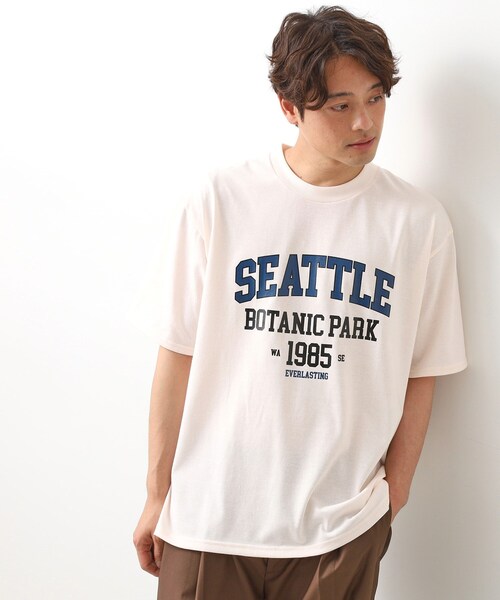THE SHOP TK (ザ ショップ ティーケー )の「カレッジロゴ半袖Tシャツ /親子リンク/洗濯機OK(Tシャツ/カットソー・メンズ・スミクロ/グリーン/ナチュラル・02/03/04)」の1枚目の写真