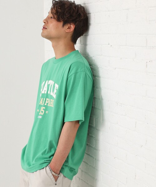 THE SHOP TK (ザ ショップ ティーケー )の「カレッジロゴ半袖Tシャツ /親子リンク/洗濯機OK(Tシャツ/カットソー・メンズ・スミクロ/グリーン/ナチュラル・02/03/04)」の17枚目の写真