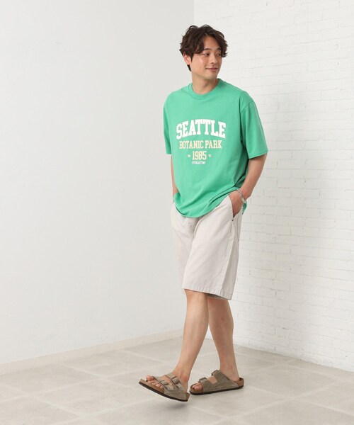 THE SHOP TK (ザ ショップ ティーケー )の「カレッジロゴ半袖Tシャツ /親子リンク/洗濯機OK(Tシャツ/カットソー・メンズ・スミクロ/グリーン/ナチュラル・02/03/04)」の6枚目の写真