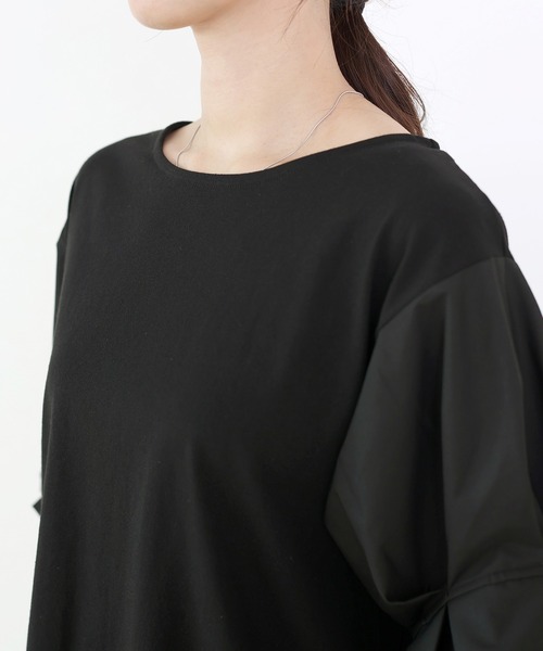 Aletta vita(アレッタビータ)の「異素材切替袖タックプルオーバー(Tシャツ/カットソー・レディース・オフホワイト/ブラック・M)」の20枚目の写真