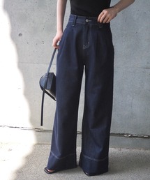 LAULEN | tuck stitch wide denim pants /タック配色ステッチワイドデニムパンツ(デニムパンツ)