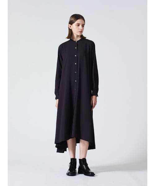 mizuiroind（ミズイロインド）の「mizuiro ind T/Rスタンドカラーフレアワンピース（ワンピース・レディース・ネイビー/ライトグレー/チャコールグレー/ブラック・FREE）」の13枚目の写真