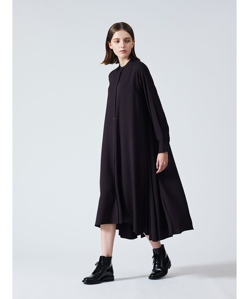 mizuiroind（ミズイロインド）の「mizuiro ind T/Rスタンドカラーフレアワンピース（ワンピース・レディース・ネイビー/ライトグレー/チャコールグレー/ブラック・FREE）」の14枚目の写真