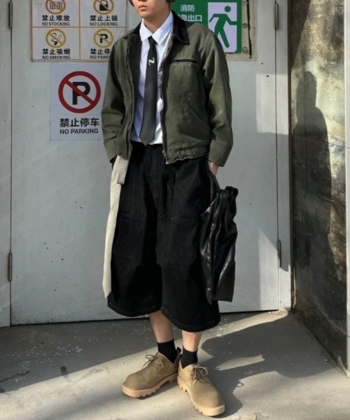 FreeZone(フリーゾーン)の「ワイドカーゴデニムショーツ(デニムパンツ・メンズ・ブラック・S/M/L)」の17枚目の写真