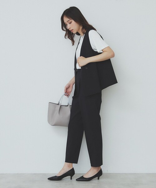 index（インデックス）の「ベルト付きストレッチテーパードパンツ/セットアップ可【洗濯機洗い可/吸水速乾/接触冷感】（その他パンツ・レディース・ライトベージュ/ブラック/チャコールグレー・42/40/38/36/34）」の4枚目の写真