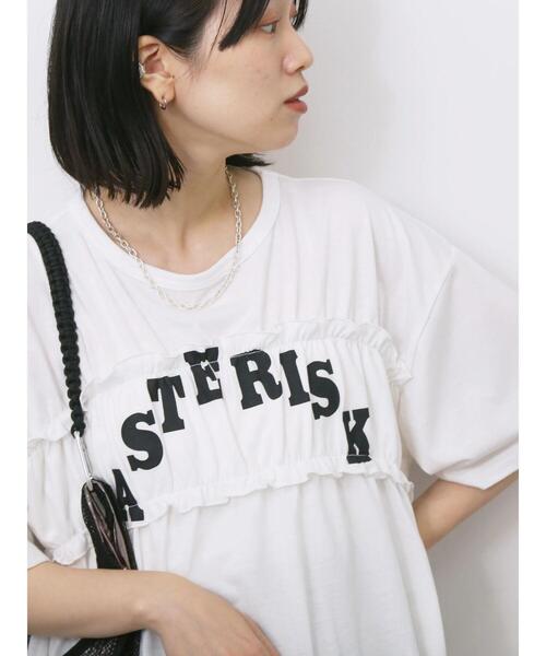 Samansa Mos2 blue（サマンサモスモスブルー）の「◎【接触冷感】シャーリングドッキングTシャツ（Tシャツ/カットソー・レディース・サックスブルー/オフホワイト/ブラック・F）」の2枚目の写真