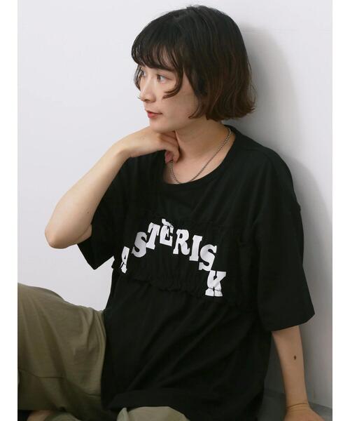 Samansa Mos2 blue（サマンサモスモスブルー）の「◎【接触冷感】シャーリングドッキングTシャツ（Tシャツ/カットソー・レディース・サックスブルー/オフホワイト/ブラック・F）」の21枚目の写真