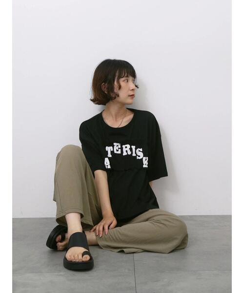 Samansa Mos2 blue（サマンサモスモスブルー）の「◎【接触冷感】シャーリングドッキングTシャツ（Tシャツ/カットソー・レディース・サックスブルー/オフホワイト/ブラック・F）」の20枚目の写真