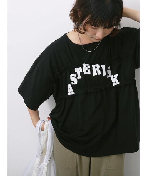Samansa Mos2 blue（サマンサモスモスブルー）の「◎【接触冷感】シャーリングドッキングTシャツ（Tシャツ/カットソー・レディース・サックスブルー/オフホワイト/ブラック・F）」の17枚目の写真