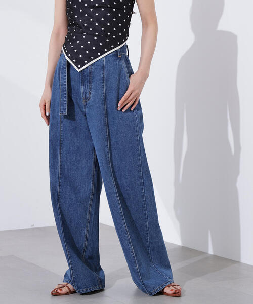 N.（N. Natural Beauty Basic）（エヌエヌナチュラルビューティーベーシック）の「ベルテッドワイドデニムパンツ（デニムパンツ・レディース・ブルー・MEDIUM/SMALL）」の8枚目の写真