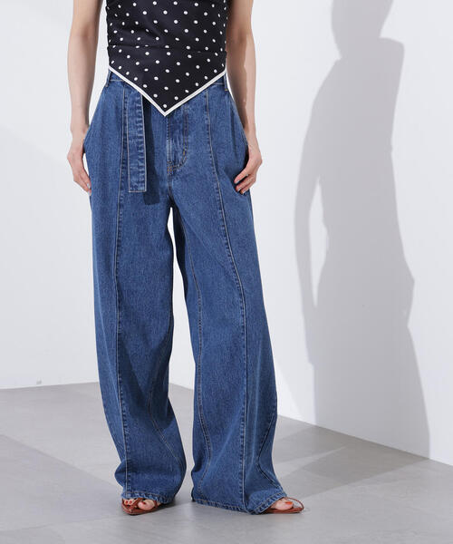 N.（N. Natural Beauty Basic）（エヌエヌナチュラルビューティーベーシック）の「ベルテッドワイドデニムパンツ（デニムパンツ・レディース・ブルー・MEDIUM/SMALL）」の9枚目の写真