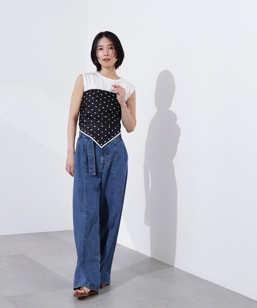 N.（N. Natural Beauty Basic）（エヌエヌナチュラルビューティーベーシック）の「ベルテッドワイドデニムパンツ（デニムパンツ・レディース・ブルー・MEDIUM/SMALL）」の10枚目の写真