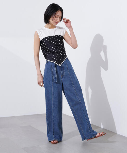 N.（N. Natural Beauty Basic）（エヌエヌナチュラルビューティーベーシック）の「ベルテッドワイドデニムパンツ（デニムパンツ・レディース・ブルー・MEDIUM/SMALL）」の11枚目の写真