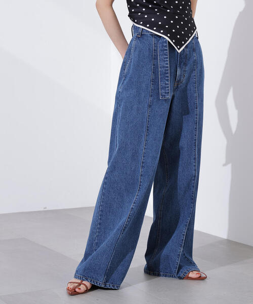 N.（N. Natural Beauty Basic）（エヌエヌナチュラルビューティーベーシック）の「ベルテッドワイドデニムパンツ（デニムパンツ・レディース・ブルー・MEDIUM/SMALL）」の12枚目の写真