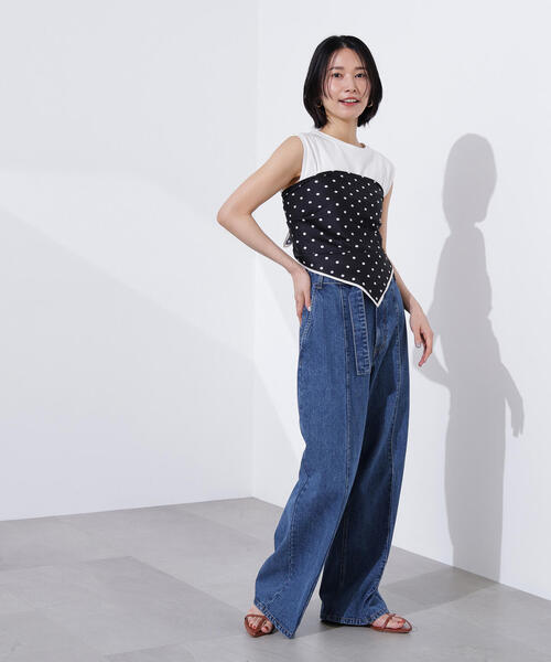 N.（N. Natural Beauty Basic）（エヌエヌナチュラルビューティーベーシック）の「ベルテッドワイドデニムパンツ（デニムパンツ・レディース・ブルー・MEDIUM/SMALL）」の14枚目の写真