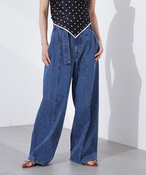 N.（N. Natural Beauty Basic）（エヌエヌナチュラルビューティーベーシック）の「ベルテッドワイドデニムパンツ（デニムパンツ・レディース・ブルー・MEDIUM/SMALL）」の15枚目の写真