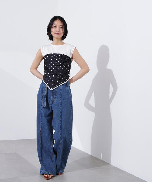 N.（N. Natural Beauty Basic）（エヌエヌナチュラルビューティーベーシック）の「ベルテッドワイドデニムパンツ（デニムパンツ・レディース・ブルー・MEDIUM/SMALL）」の16枚目の写真