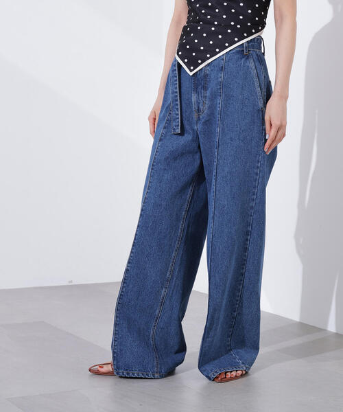 N.（N. Natural Beauty Basic）（エヌエヌナチュラルビューティーベーシック）の「ベルテッドワイドデニムパンツ（デニムパンツ・レディース・ブルー・MEDIUM/SMALL）」の17枚目の写真