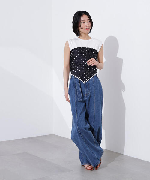 N.（N. Natural Beauty Basic）（エヌエヌナチュラルビューティーベーシック）の「ベルテッドワイドデニムパンツ（デニムパンツ・レディース・ブルー・MEDIUM/SMALL）」の18枚目の写真