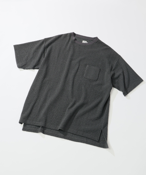 RIDING HIGH（ライディングハイ）の「RIDING HIGH/ ライディングハイ 別注 シアサッカージャージ Tシャツ（Tシャツ/カットソー・メンズ・アイボリー/ブラック系その他・MEDIUM/LARGE）」の2枚目の写真