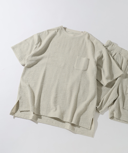 RIDING HIGH（ライディングハイ）の「RIDING HIGH/ ライディングハイ 別注 シアサッカージャージ Tシャツ（Tシャツ/カットソー・メンズ・アイボリー/ブラック系その他・MEDIUM/LARGE）」の4枚目の写真