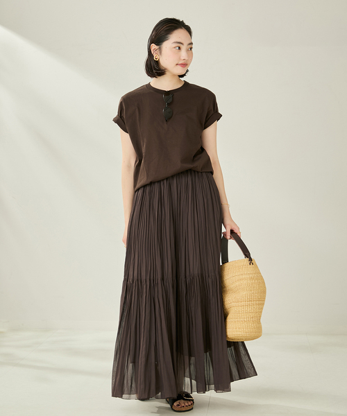 plage(プラージュ)の「TIERED PLEATS スカート(スカート・レディース・ベージュ/ブラウン・36/38)」の5枚目の写真