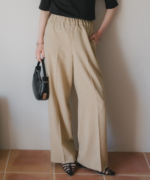slattgir(スラットジール)の「高身長 リネンライクワイドパンツ(セットアップ対応)(トールサイズ)Essenave(その他パンツ・レディース・ベージュ/ネイビー・TM/TL/TLL/T3L/T4L/T5L)」の1枚目の写真
