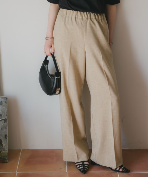 slattgir(スラットジール)の「高身長 リネンライクワイドパンツ(セットアップ対応)(トールサイズ)Essenave(その他パンツ・レディース・ベージュ/ネイビー・TM/TL/TLL/T3L/T4L/T5L)」の3枚目の写真