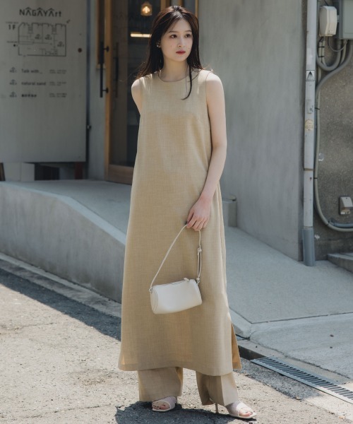 slattgir(スラットジール)の「高身長 リネンライクワイドパンツ(セットアップ対応)(トールサイズ)Essenave(その他パンツ・レディース・ベージュ/ネイビー・TM/TL/TLL/T3L/T4L/T5L)」の7枚目の写真