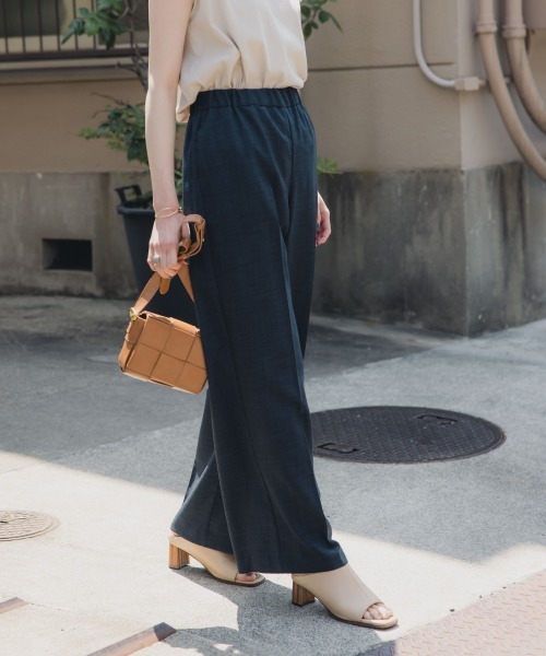 slattgir(スラットジール)の「高身長 リネンライクワイドパンツ(セットアップ対応)(トールサイズ)Essenave(その他パンツ・レディース・ベージュ/ネイビー・TM/TL/TLL/T3L/T4L/T5L)」の9枚目の写真