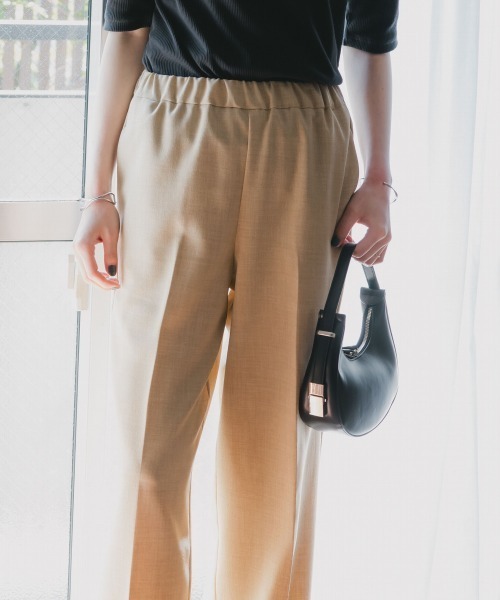slattgir(スラットジール)の「高身長 リネンライクワイドパンツ(セットアップ対応)(トールサイズ)Essenave(その他パンツ・レディース・ベージュ/ネイビー・TM/TL/TLL/T3L/T4L/T5L)」の6枚目の写真