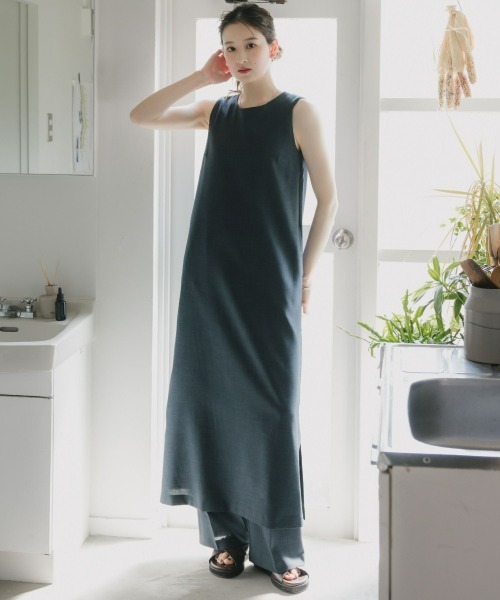 slattgir(スラットジール)の「高身長 リネンライクワイドパンツ(セットアップ対応)(トールサイズ)Essenave(その他パンツ・レディース・ベージュ/ネイビー・TM/TL/TLL/T3L/T4L/T5L)」の13枚目の写真
