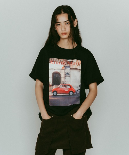 Knuth Marf(クヌースマーフ)の「vintage print T shirt(unisex)(Tシャツ/カットソー・レディース・ブラック×ブラック/モスグリーン/ブラック/アイボリー/グレー・FREE)」の8枚目の写真