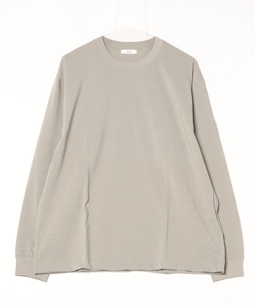 ATON(エイトン)の「【ATON】 FRESCA PLATE LOOSE FIT LONG SLEEVE T-SHIRT(Tシャツ/カットソー・メンズ・カーキ/グレー/ホワイト・4)」の2枚目の写真