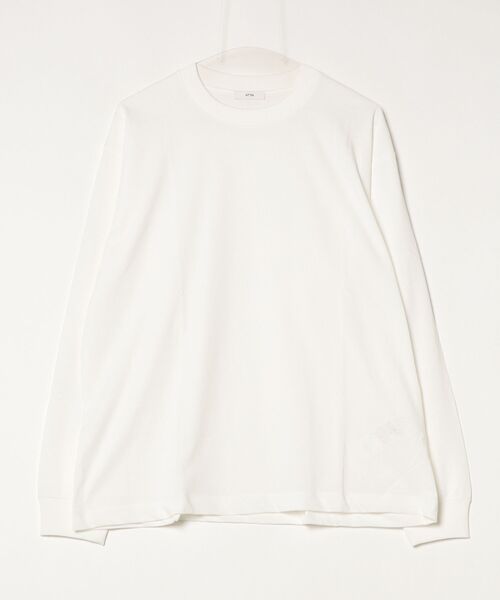 ATON(エイトン)の「【ATON】 FRESCA PLATE LOOSE FIT LONG SLEEVE T-SHIRT(Tシャツ/カットソー・メンズ・カーキ/グレー/ホワイト・4)」の1枚目の写真
