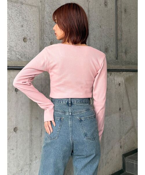 MURUA(ムルーア)の「クロップドメッセージトップス(Tシャツ/カットソー・レディース・ネイビー/ホワイト/ピンク・FREE)」の12枚目の写真