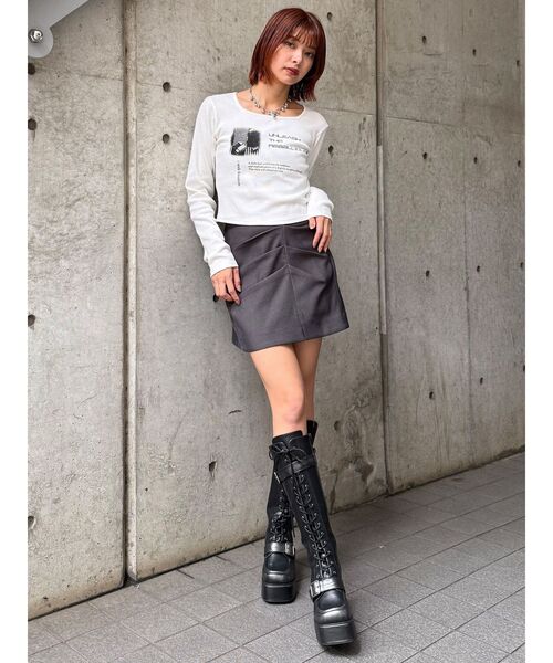 MURUA(ムルーア)の「クロップドメッセージトップス(Tシャツ/カットソー・レディース・ネイビー/ホワイト/ピンク・FREE)」の19枚目の写真
