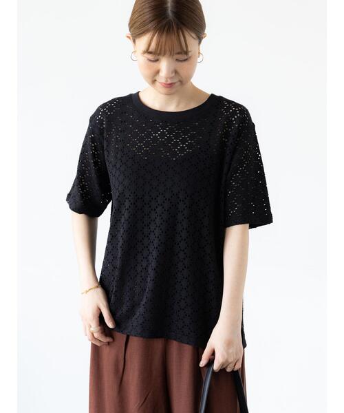 Lugnoncure（ルノンキュール）の「カットレースハーフスリーブトップス（その他トップス・レディース・ブラック/チャコールグレー/オフホワイト・F）」の14枚目の写真