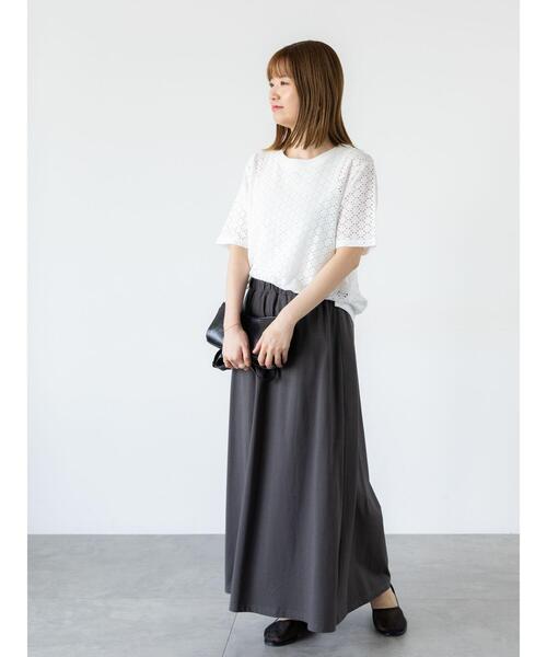Lugnoncure（ルノンキュール）の「カットレースハーフスリーブトップス（その他トップス・レディース・ブラック/チャコールグレー/オフホワイト・F）」の4枚目の写真