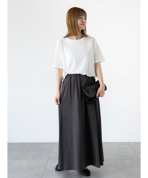 Lugnoncure（ルノンキュール）の「カットレースハーフスリーブトップス（その他トップス・レディース・ブラック/チャコールグレー/オフホワイト・F）」の5枚目の写真
