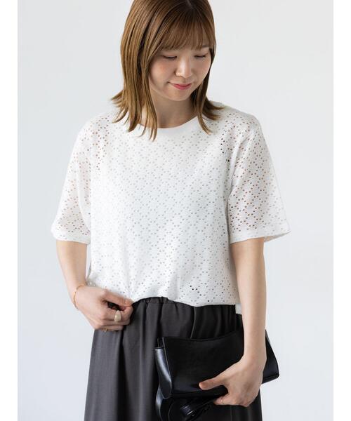 Lugnoncure（ルノンキュール）の「カットレースハーフスリーブトップス（その他トップス・レディース・ブラック/チャコールグレー/オフホワイト・F）」の6枚目の写真