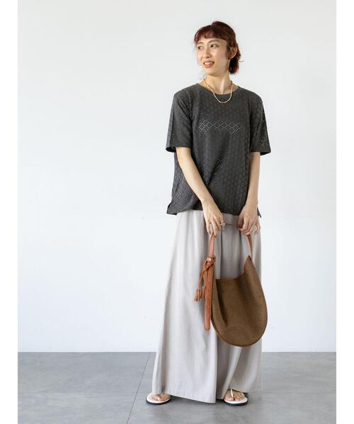 Lugnoncure（ルノンキュール）の「カットレースハーフスリーブトップス（その他トップス・レディース・ブラック/チャコールグレー/オフホワイト・F）」の7枚目の写真